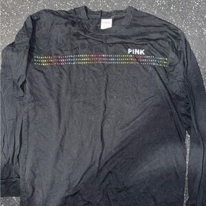 Victoria secret pink long sleeve Black Long Sleeve Shirt with Colorful Dots